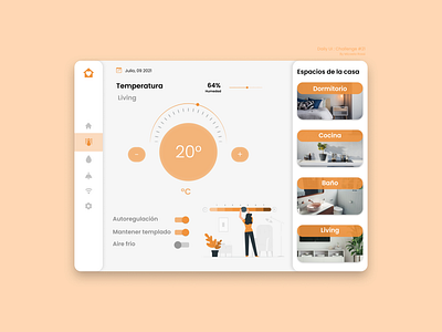 DailyUI - #21 Home Monitoring Dashboard app browser design home illustration temperature ui