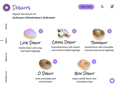 DailyUI - #43 Food/Drink Menu app browser design donut food graphic design illustration logo love taste ui web