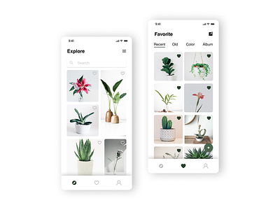 DailyUI - #44 Favorites app daily design graphic design green love minimal minimalist photo plants ui