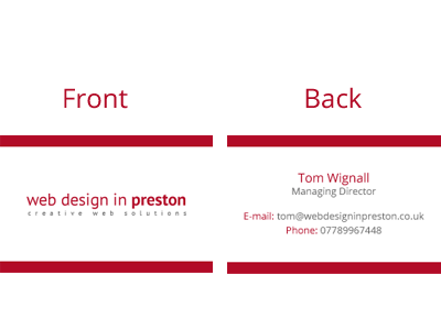 Business Cards - Web Design in Preston back business cards design front