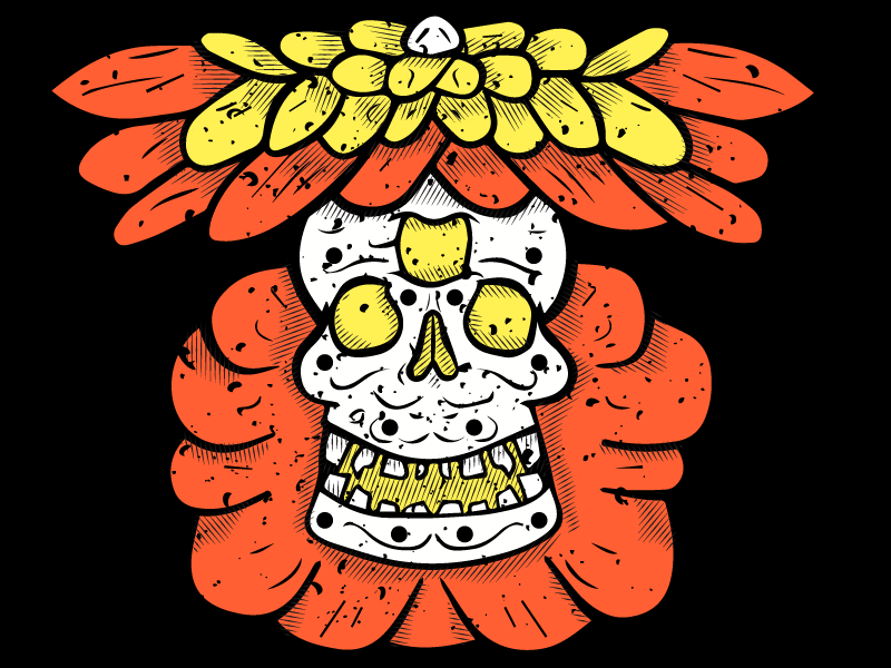 Halloween Flower Calavera apparel design screenprint illustration vector texture hatching flower skull sugar skull halloween