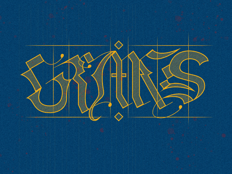Grimes Study Rebound textured script lettering medieval grimes