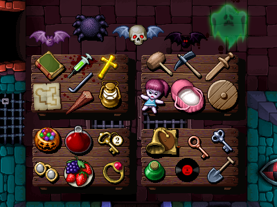 Draky and the Twilight Castle game items pixel video game