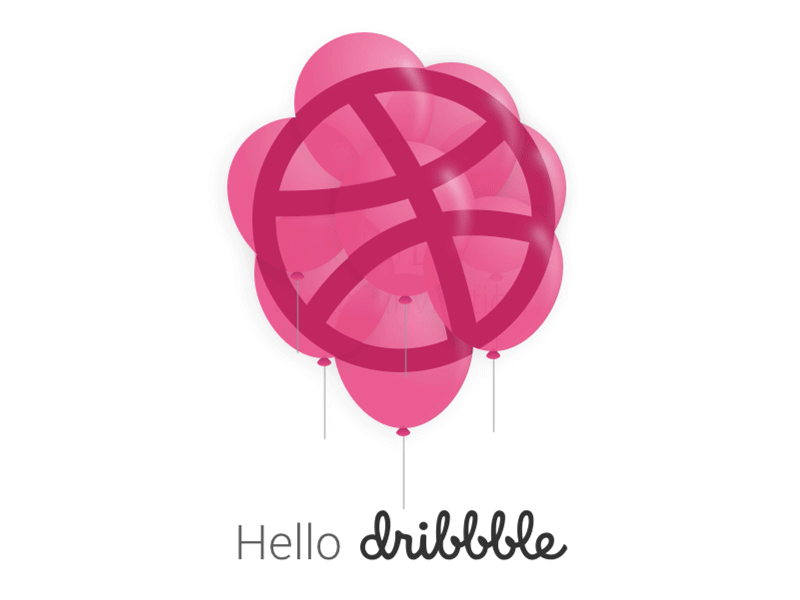 Hello Dribbble ! animation balloon gif thank you