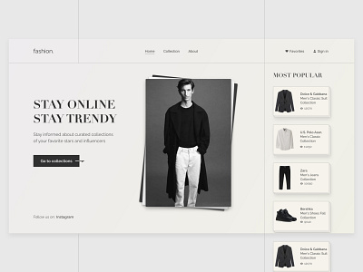 Clothing selections: #30daysofwebdesign clothing collection design hero ui web web design webdesign