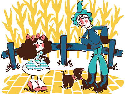 First Impressions character design cute dog dorothy flat illustration scarecrow toto wizard of oz