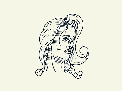 Lady hatching illustration lines portrait profile vector