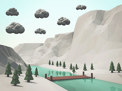 Ice Canyon 3d c4d cinema 4d illustration low poly