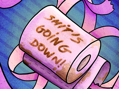 Shit's going down down fascinating going going down illustration lettering paper pink shit shitty spoon toilet toilet paper toiletpaper typogaphy wc