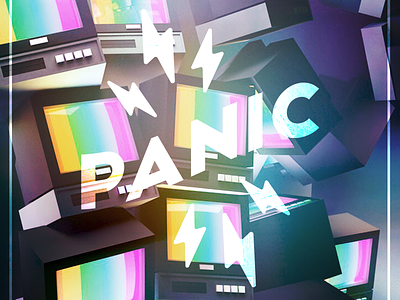 Panic TV 3d c4d cinema4d design glitch logo spoon television thunderbolt tv volt