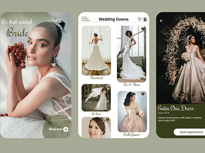 Bridal Mobile App (Wedding Dresses) app bridal app brides design mobile app ui ux design wedding dresses