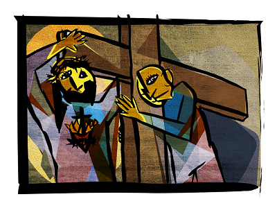 Christ helping to carry our crosses illustration