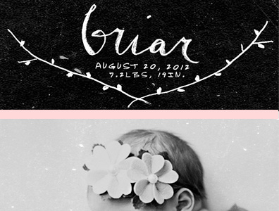 briar birth announcement hand lettering