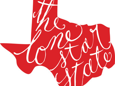 Texas, the Lone Star State calligraphy