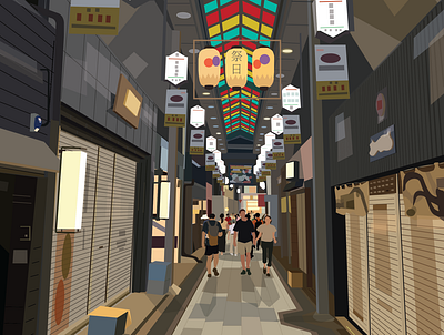 Shopping Street design illustration