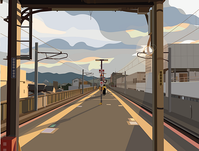 Train Sunset design illustration