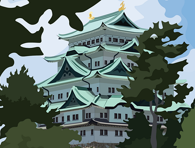 Nagoya Castle design illustration