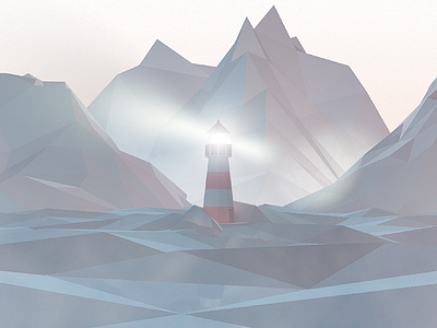 Lighthouse 3d c4d landscape lighthouse low poly water