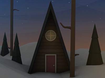 A-Frame a frame cabin christmas isometric low poly snow trees winter woods