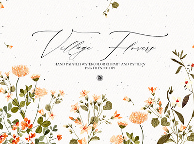 Village Flowers - watercolor clipart set clipart flowers hand painted rustically flowers watercolor watercolor painting