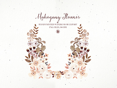 Mahogany flowers - watercolor set