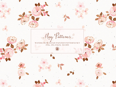 May patterns watercolor hand painted set