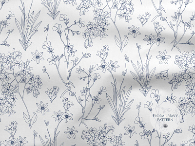 Floral navy seamless pattern branches fabrics fashion floral flowers navy rustically seamless pattern vector pattern