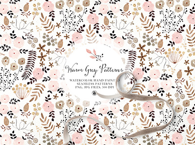 Warm grey watercolor pattern hand painted patterns watercolor floral watercolor pattern