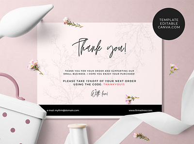 Thank you! Card Template business card template canva canva template small business template thank you card
