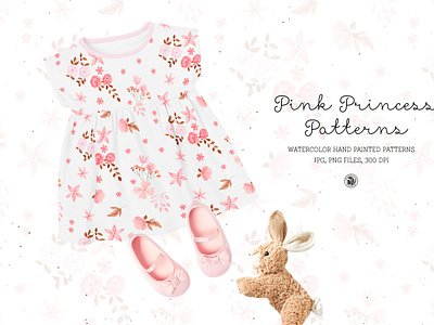 Pink Princess - watercolor patterns set