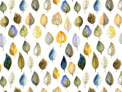 Watercolor leaves seamless pattern fabrics hand painted pattern leaves pattern seamless pattern watercolor