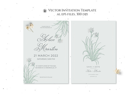 Vector floral wedding invitation template