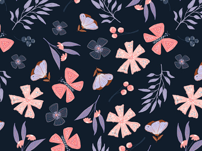 Crayon floral seamless pattern - Patternbank design fabrics seamless pattern