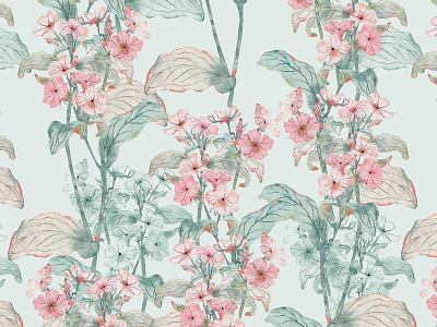 Watercolor hand painted floral seamless pattern