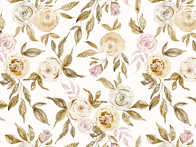 Vintage watercolor roses seamless pattern design fabrics flowers roses seamless pattern watercolor