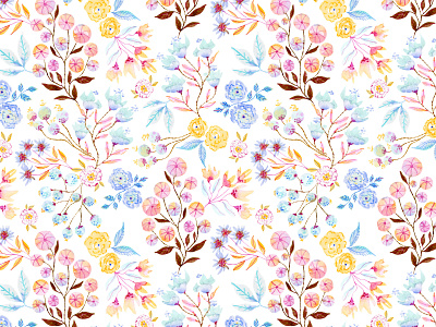 Colorful watercolor seamless pattern design fabrics flowers seamless pattern watercolor