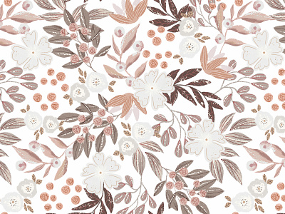 Digital floral pattern in winter colors