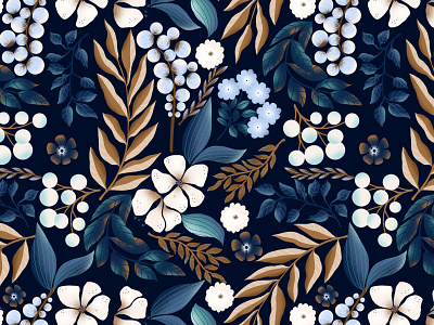 Night Colors Floral Pattern design fabrics flowers seamless pattern