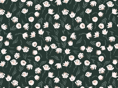 Deep green floral vector pattern