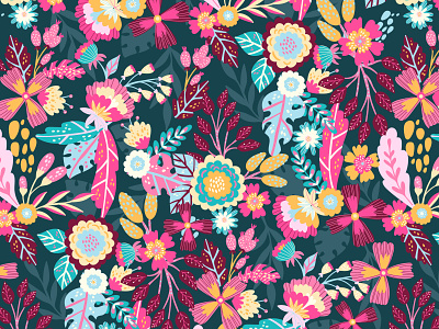 Colorful Vector Floral Pattern fabrics flowers seamless pattern vector vectorart