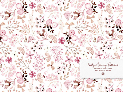 Early Morning Patterns Collection fabrics flowers seamless pattern watercolor