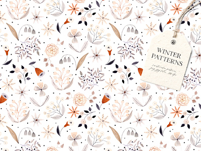 Winter Patterns - Watercolor Set fabrics flowers seamless pattern watercolor