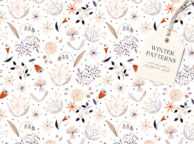 Winter Patterns - Watercolor Set fabrics flowers seamless pattern watercolor