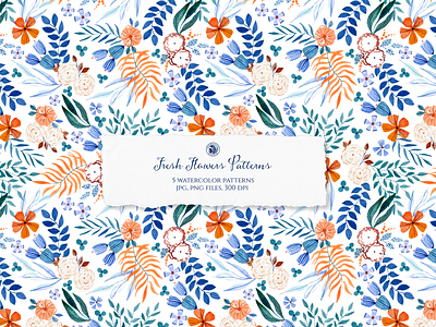 Fresh Flowers Patterns Collection fabrics flowers seamless pattern watercolor