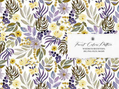 Forest Colors Pattern fabrics flowers seamless pattern watercolor