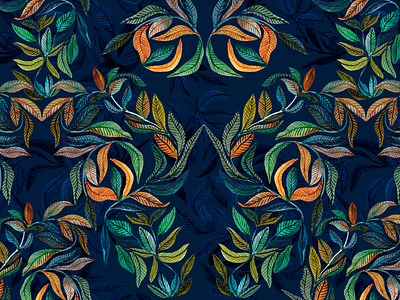 Watercolor Leaves Pattern design fabrics flowers seamless pattern watercolor
