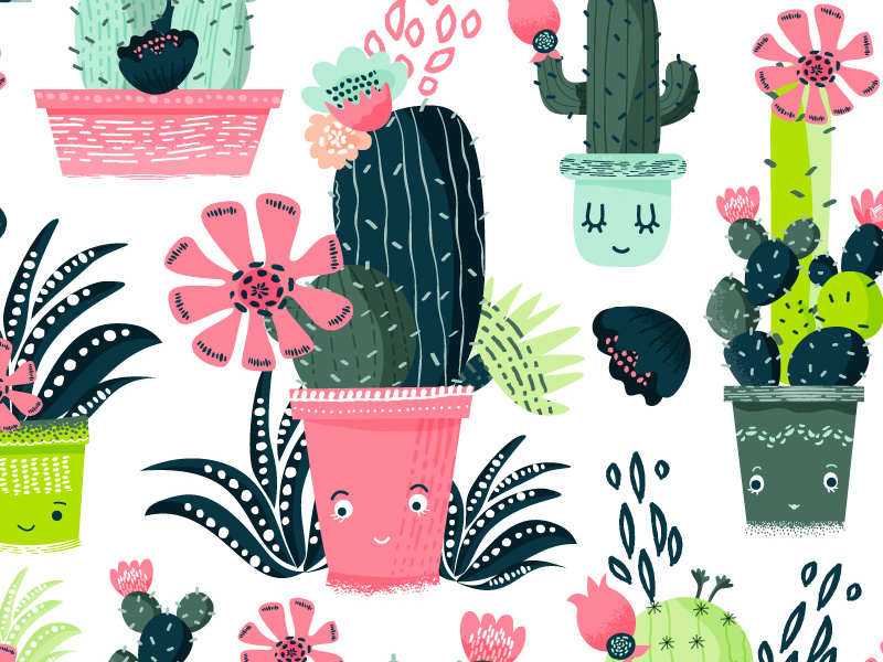 Cacti pattern illustrations cacti textiles fabrics pattern