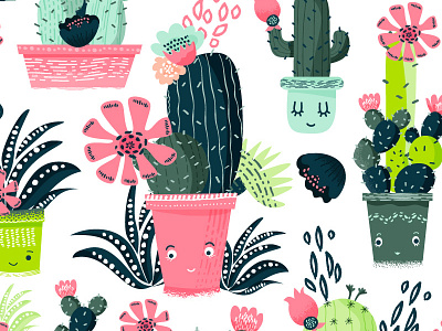 Cacti pattern cacti fabrics illustrations pattern textiles