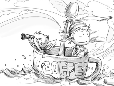 CoffeeCat-Setting Sail illustration