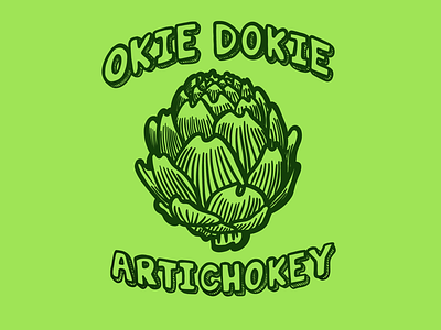 Okie Dokie Artichokey artichoke cute digital draw drawing food hatching illustrate illustration painting